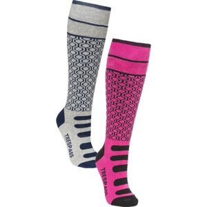 Trespass Concave - Kids Unisex Ski Socks (2 Pair Pack)  Pink Glow / Black 12-3