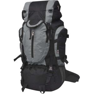 vidaXL Mochila de senderismo XXL negro y gris 75 l