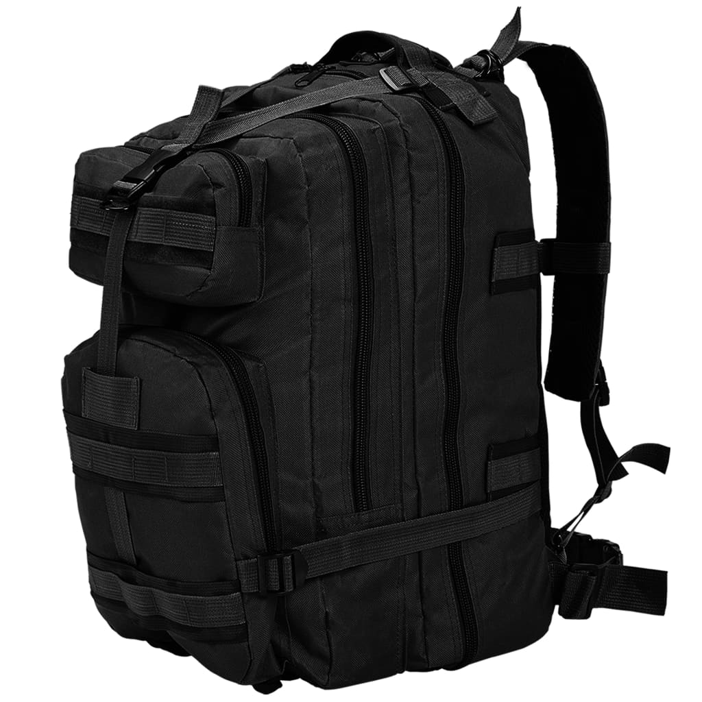 vidaXL Mochila estilo ejército XXL negro 50 l