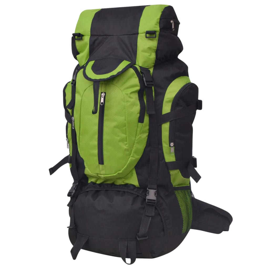 vidaXL Mochila de senderismo XXL negro y verde 75 l