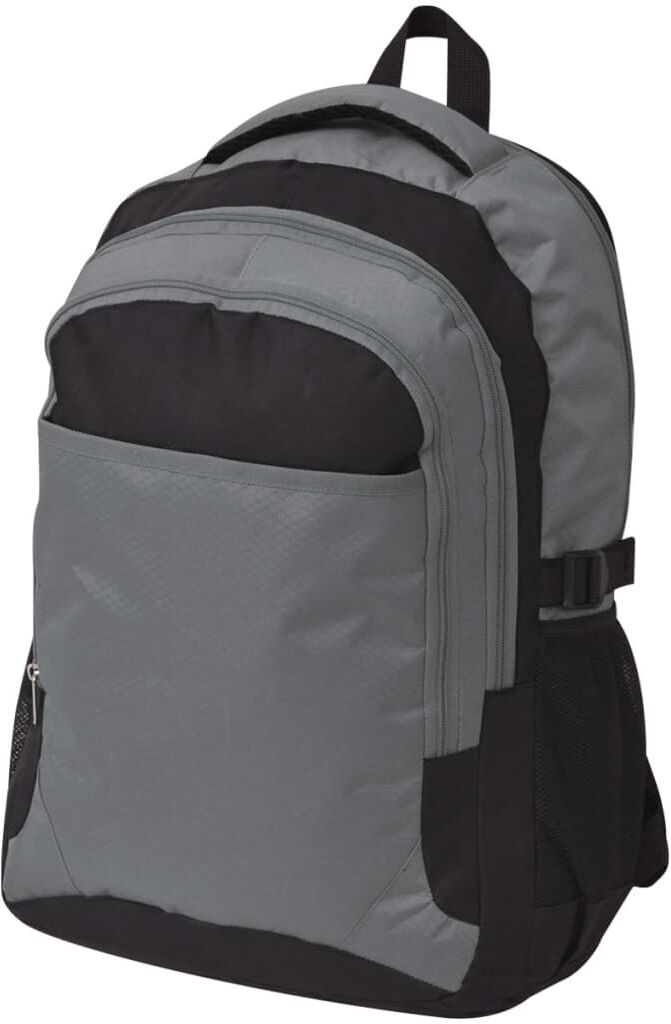 vidaXL Mochila de colegio 40 L negra y gris