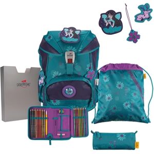 DerDieDas® Cartable d'école enfant Ergoflex Superflash Fairy Flower, 5 pièces