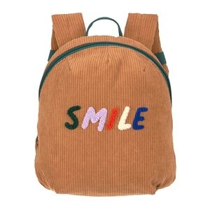 LÄSSIG Cartable de maternelle enfant velours côtele Little Gang Smile caramel