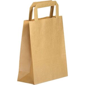 Sac kraft brun poignées plates qualité 70 g/m² - 300 sacs