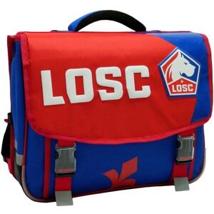 Non communiqué LA PLUME DOREE Cartable Scolaire LOSC - 2 compartiments et 1 poche zippée sous le rabat - 41 x 34 x 16 cm ROUGE ET BLEU - Publicité