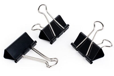 Pavo Pince double clip, (L)19 mm, écartement 7 mm, noir - Lot de 38