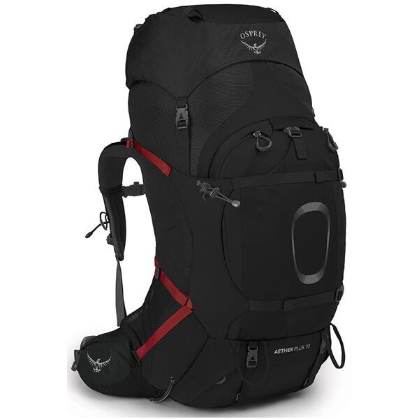 osprey aether plus 70 - zaino trekking black l/xl