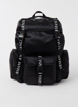 Armani Exchange Bucket rugzak van satijn met 13 inch laptopvak - Zwart