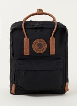 Fjällräven Kånken No. 2 rugzak met leren details en 15 inch laptopvak - Zwart