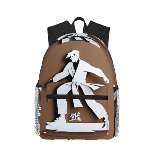 SSIMOO Lam Print Leisure Rugzak Travel Pack Voor Buiten, De Must-Have Voor Avontuurlijke Reis, Karate Mannen, One Size, Reizen Rugzakken