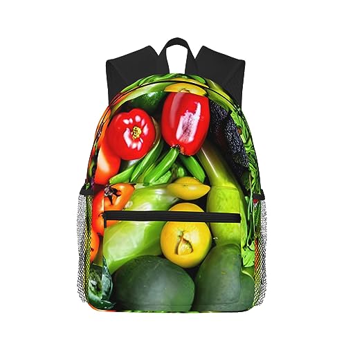 FRESQA Verse Groenten Fruit Print Veelzijdige Unisex Rugzak Toevallige Reis Rugzak Voor Alle Openluchtexcursies, Verse groenten Fruit, One Size, Reizen Rugzakken