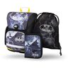 Baagl Schooltas, tornister voor jongens, 3-delig, Ergo schooltas voor basisschool, volksschool, ergonomische basisschool, rugzak, tornister met borstband, Batman Storm, Schooltassenset