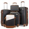 Kono Set van 4 Bagage + Rugzak Travel Cabin Cabin Koffer Medium Cabin Koffer Grote Cabin Koffer Draagbare Handbagage met TSA-slot (Zwart)