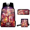 QKNTKF Hazbin Hotel Anime rugzak en schooltas geschikt voor jonge studenten en unisex 3-delige set, Type 1, 30x40x13cm, onbezorgd