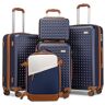 Kono Set van 4 Bagage + Rugzak Travel Cabin Cabin Koffer Medium Cabin Koffer Grote Cabin Koffer Draagbare Handbagage met TSA-slot (Blauw)