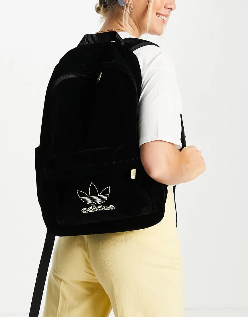 adidas Originals adicolor velvet backpack in black  Black