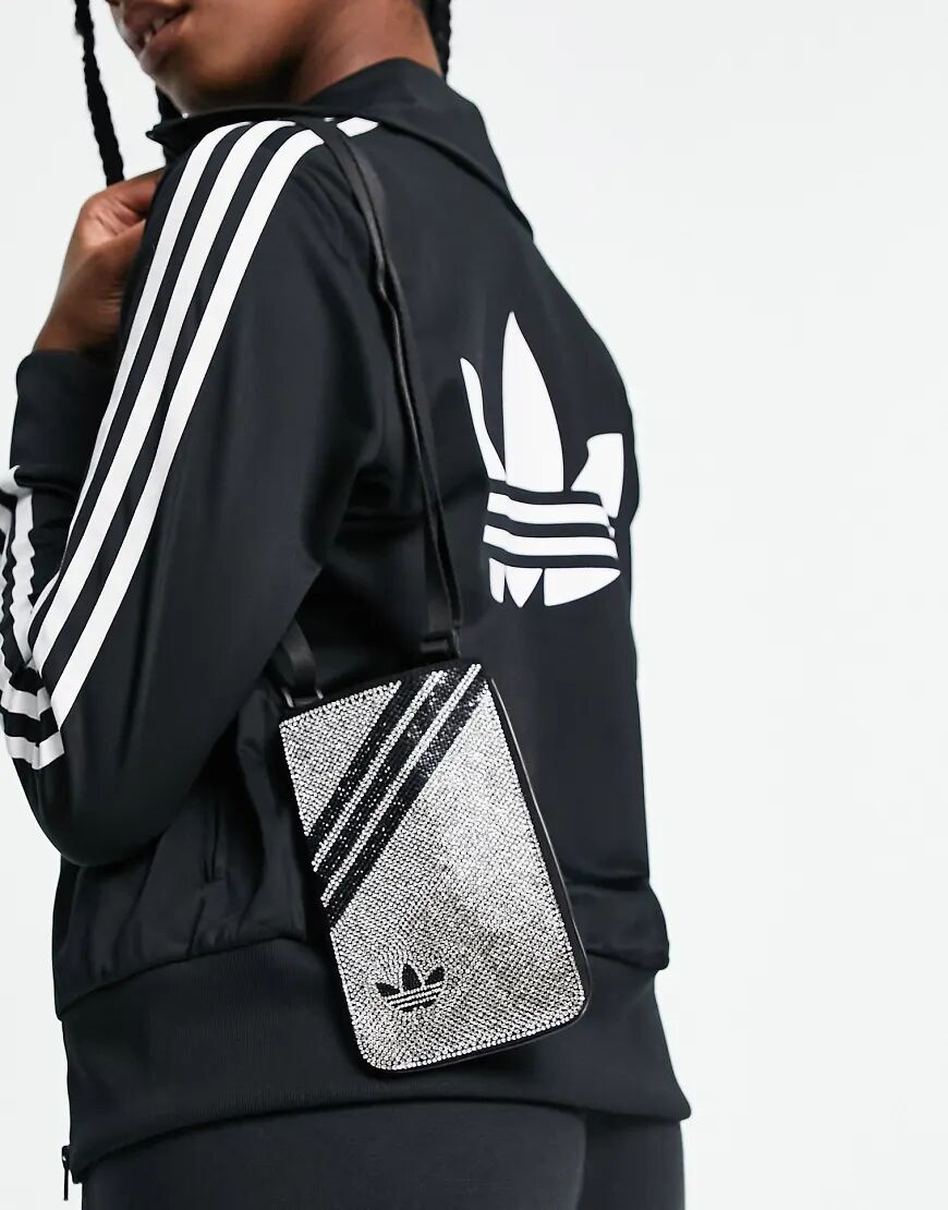 adidas Originals three stripe cyrstal mini across body bag in silver  Silver