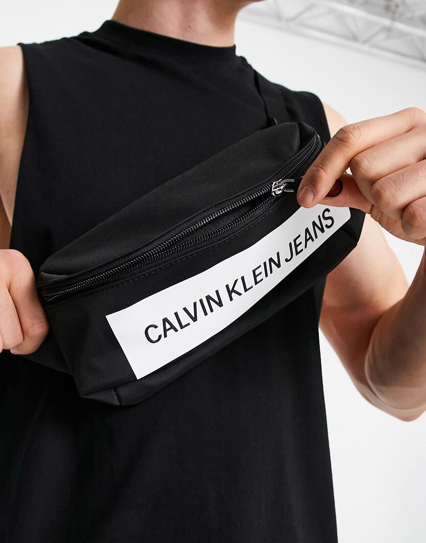 Calvin Klein Jeans bum bag with panel logo in black  Black