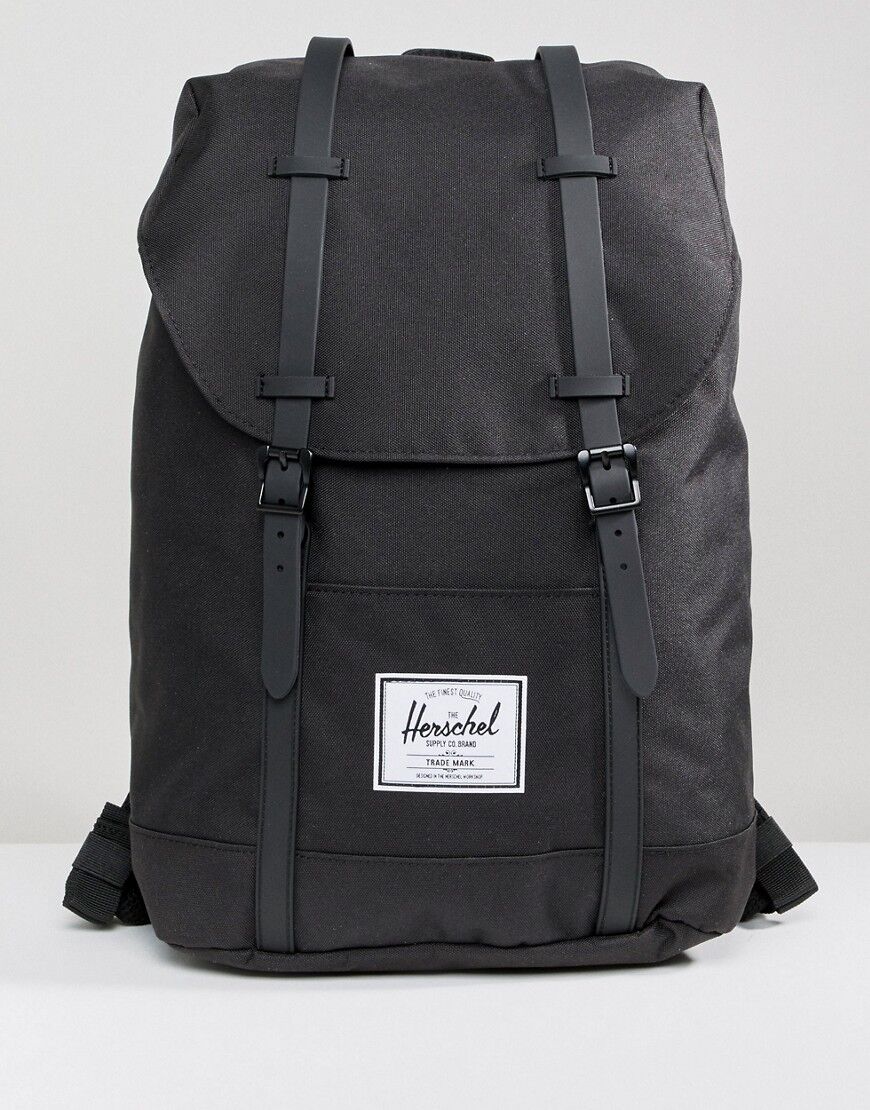 Herschel Supply Co Retreat backpack in black with rubberised straps  Black