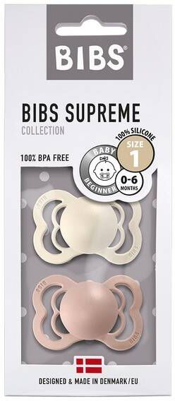 Bibs Supreme Smokk 2-Pk Silicone, Blush/ivory