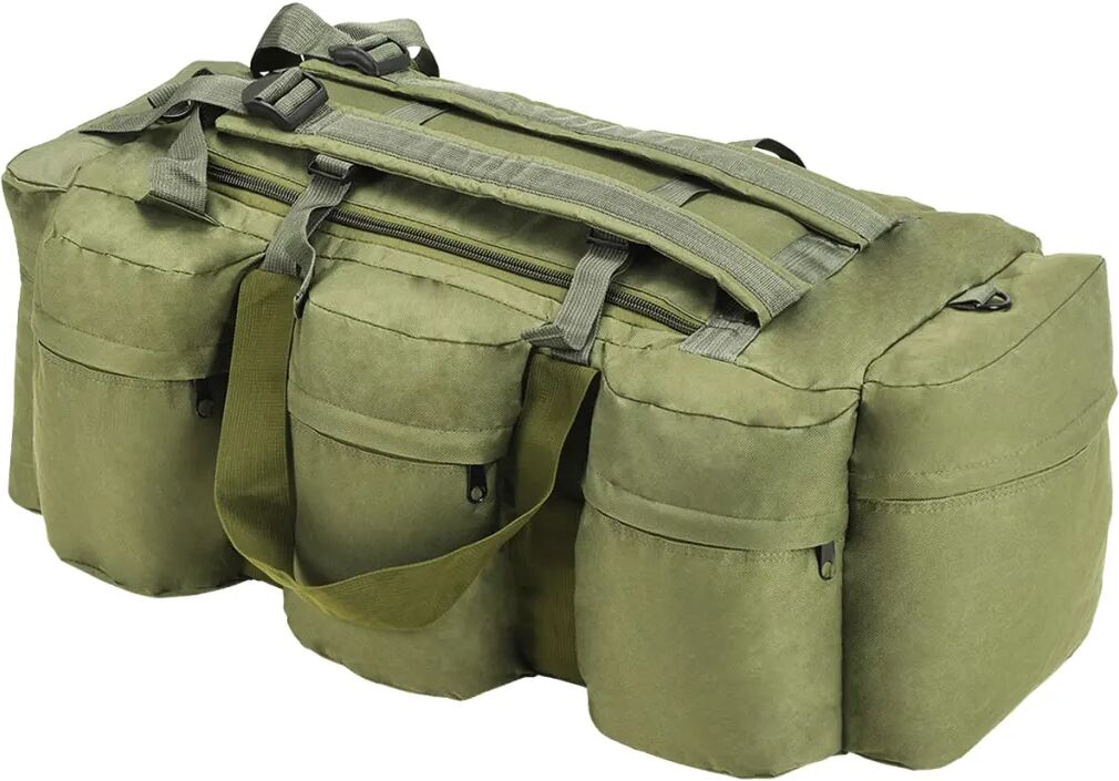 vidaXL Saco de pano estilo militar 3-em-1 120 L verde azeitona