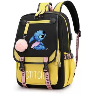 VEISHET (Yellow) Stitch Students Backpack Boys Girls Outdoor Cartoon Daypack With Usb Ch