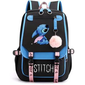 VEISHET (Blue) Stitch Students Backpack Boys Girls Outdoor Cartoon Daypack With Usb Char