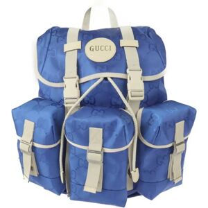 Gucci Backpack Daypack 626160 GG Nylon Leather Blue Beige Silver Hardware Japan Limited Color