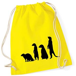 Hellweg Druckerei Huuraa Gym Bag Meerkat Silhouette Backpack Cotton 12 Litres Size with Motif for All Animal Lovers Gift Idea for Friends and Family, Yellow, standard size, Daypack