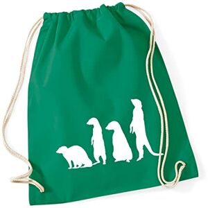 Hellweg Druckerei Huuraa Gym Bag Meerkat Silhouette Backpack Cotton 12 Litres Size with Motif for All Animal Lovers Gift Idea for Friends and Family, Green (Kelly green), standard size, Daypack