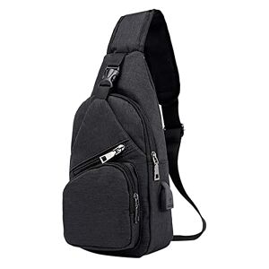 Dinnesis Sling Bag For Men Women Shoulder Backpack Chest Bags Crossbody Daypack With Usb Cable For Hiking Camping Outdoor Trip One Shoulder Bag (Black, One Size)