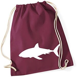 Hellweg Druckerei Huuraa Gym Bag Shark Silhouette Backpack Cotton 12 Litres Size with Motif for All Animal Lovers Gift Idea for Friends and Family, burgundy, standard size, Daypack