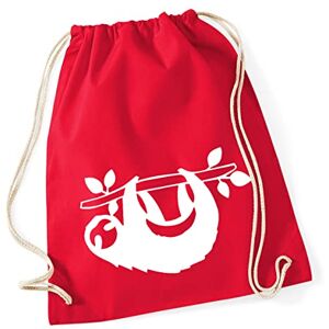 Hellweg Druckerei Huuraa Gym Bag Sloth Silhouette Backpack Cotton 12 Litres Size with Motif for All Animal Lovers Gift Idea for Friends and Family, Classic red, standard size, Daypack