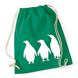Hellweg Druckerei Huuraa Gym Bag Penguin Silhouette Backpack Cotton 12 Litres Size with Motif for All Animal Lovers Gift Idea for Friends and Family, Green (Kelly green), standard size, Daypack