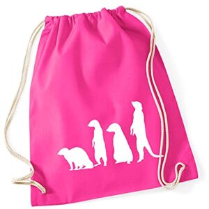 Hellweg Druckerei Huuraa Gym Bag Meerkat Silhouette Backpack Cotton 12 Litres Size with Motif for All Animal Lovers Gift Idea for Friends and Family, fuchsia, standard size, Daypack