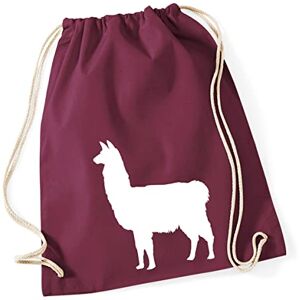 Hellweg Druckerei Huuraa Gym Bag Lama Silhouette Backpack Cotton 12 Litres Size with Motif for All Animal Lovers Gift Idea for Friends and Family, burgundy, standard size, Daypack