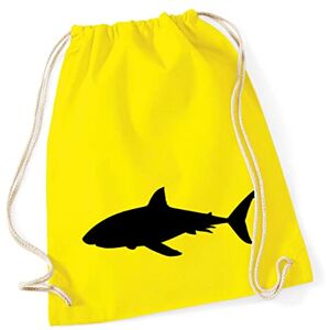 Hellweg Druckerei Huuraa Gym Bag Shark Silhouette Backpack Cotton 12 Litres Size with Motif for All Animal Lovers Gift Idea for Friends and Family, Yellow, standard size, Daypack