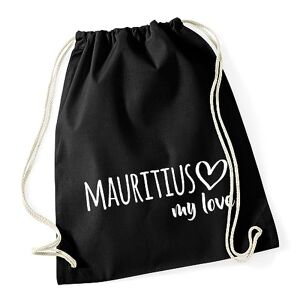 Hellweg Druckerei huuraa Gym Bag Mauritius My Love Backpack Cotton 12 Litres Size for All Mauritius Fans Gift Idea for Friends and Family, black, One Size