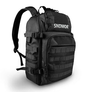 SNDMOR Tactical Backpack, Military Backpack for Men, Hiking Rucksack with Molle System for Survival, Hunting, Camping ect. (Black)