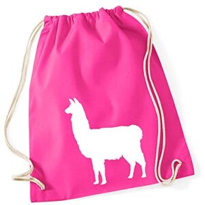 Hellweg Druckerei Huuraa Gym Bag Lama Silhouette Backpack Cotton 12 Litres Size with Motif for All Animal Lovers Gift Idea for Friends and Family, fuchsia, standard size, Daypack