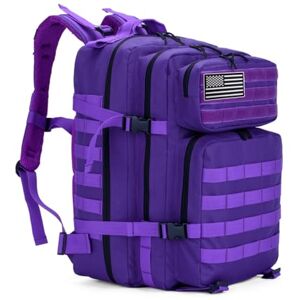 SEYATULLH Military Tactical Backpacks 45L Large for Army Molle Daypack 3 Day Bug Out Bag for Outdoor Sports Hiking Camping Mountaineering Trekking (Purple)