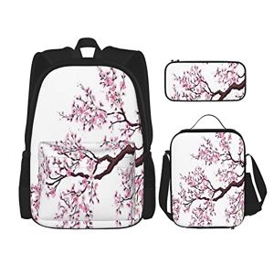 TOPUNY Chickens and Farm printed Backpack trio - duffel bag, lunch bag, pencil case, Cherry Blossoms Tree, One Size, Daypack Backpacks