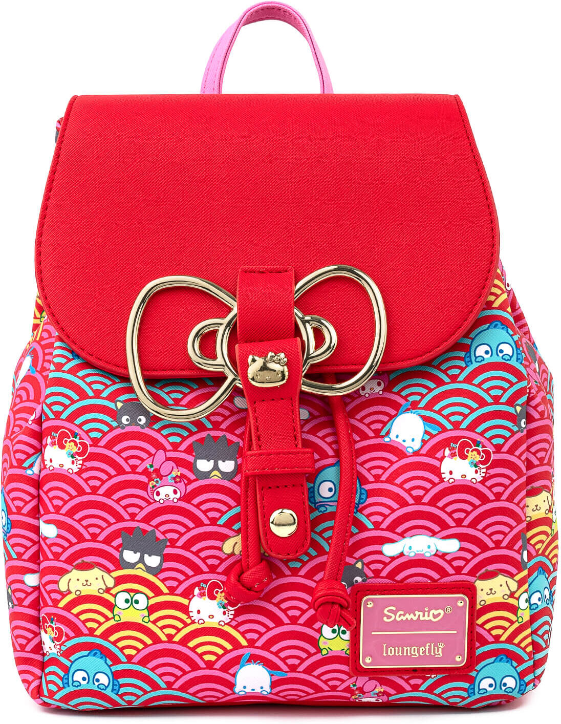 Loungefly Sanrio 60th Anniversary Gold Bow AOP Mini Backpack