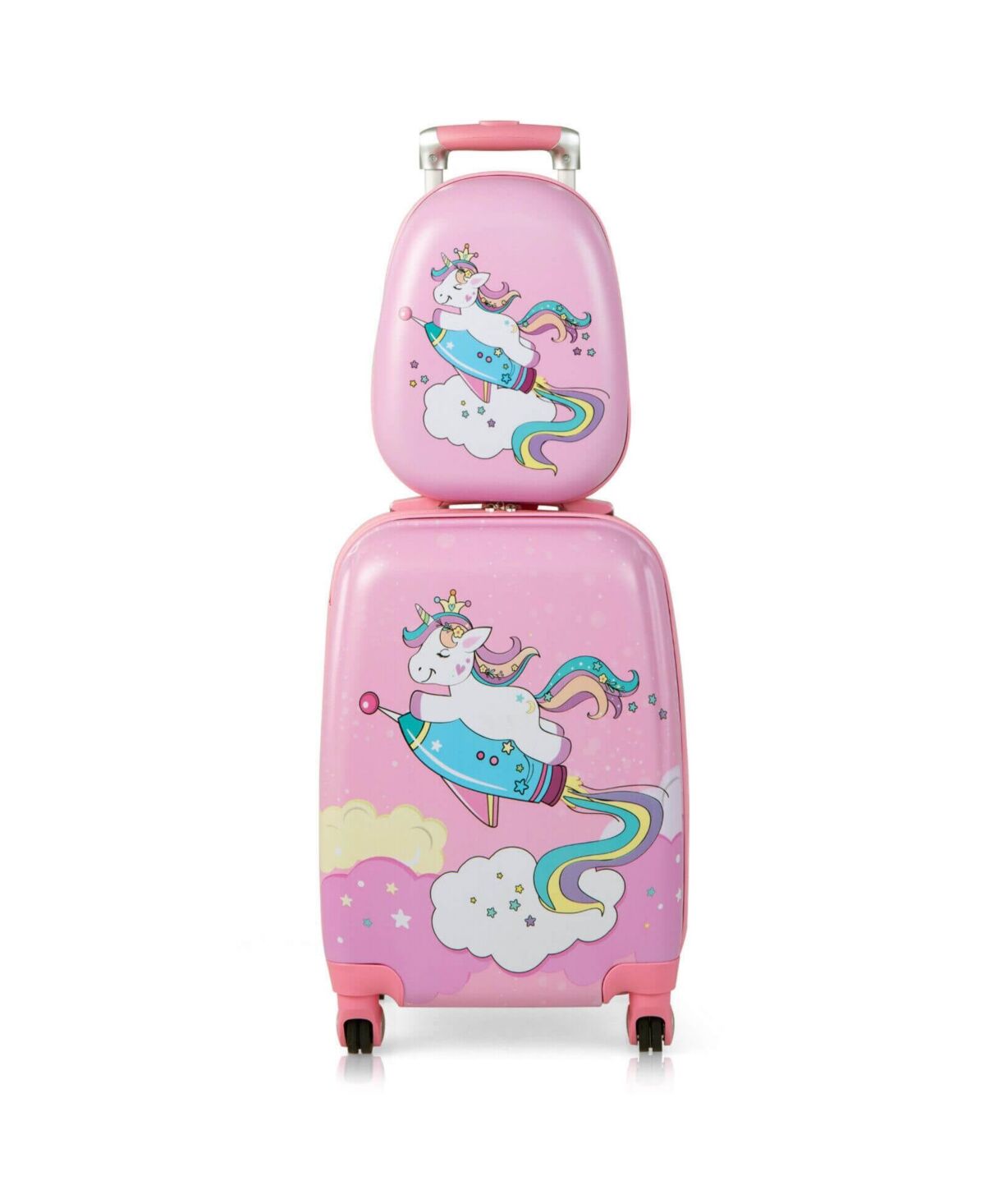Slickblue 2 Pieces Kids Luggage Set with Backpack - Pink