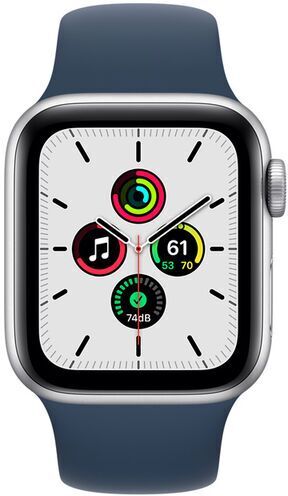 Apple Wie neu: Apple Watch SE Aluminium 40 mm   WiFi + Cellular   silber   Sportarmband blau