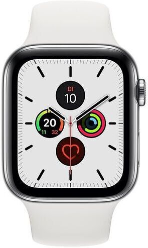 Apple Watch Series 5   40 mm   Edelstahl   GPS + Cellular   silber   Sportarmband weiß