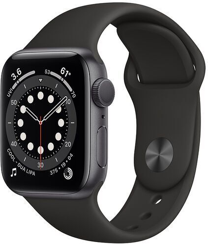 Apple Wie neu: Apple Watch Series 6 Aluminium 40 mm   Aluminium   GPS   spacegrau   Sportarmband Schwarz