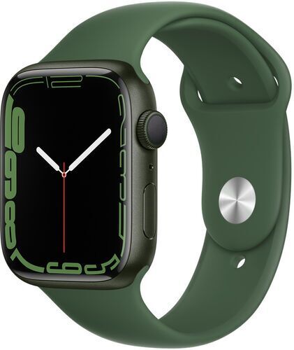 Apple Wie neu: Apple Watch Series 7 Aluminium 45 mm   Aluminium   GPS + Cellular   grün   Sportarmband Klee