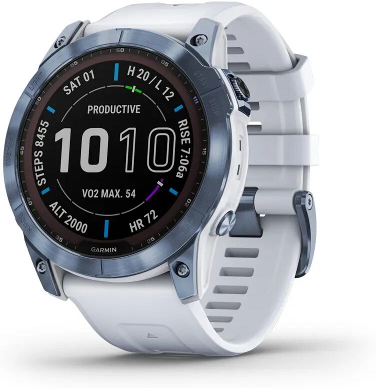 Garmin Fenix 7X Sapphire Solar Steinweiss/Blau Titan