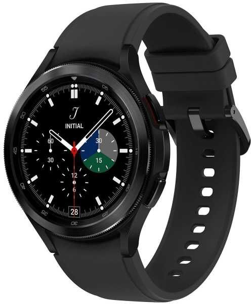 Samsung Galaxy Watch4 Classic (46mm, Bluetooth, Edelstahl, Fluorkautschuk, Smartwatch, Schwarz)